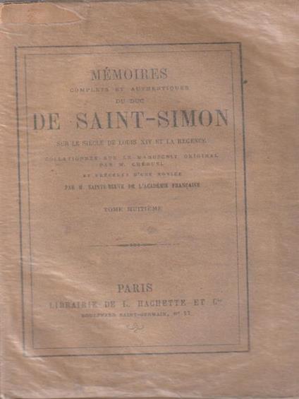   Memoires De Saint Simon tome huitieme - copertina