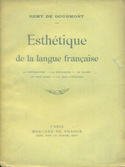 Esthetique de la langue francaise - Remy De Gourmont - copertina
