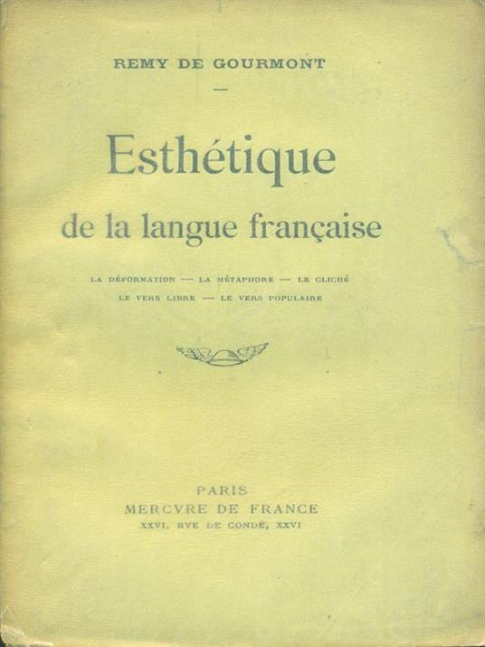 Esthetique de la langue francaise - Remy De Gourmont - copertina