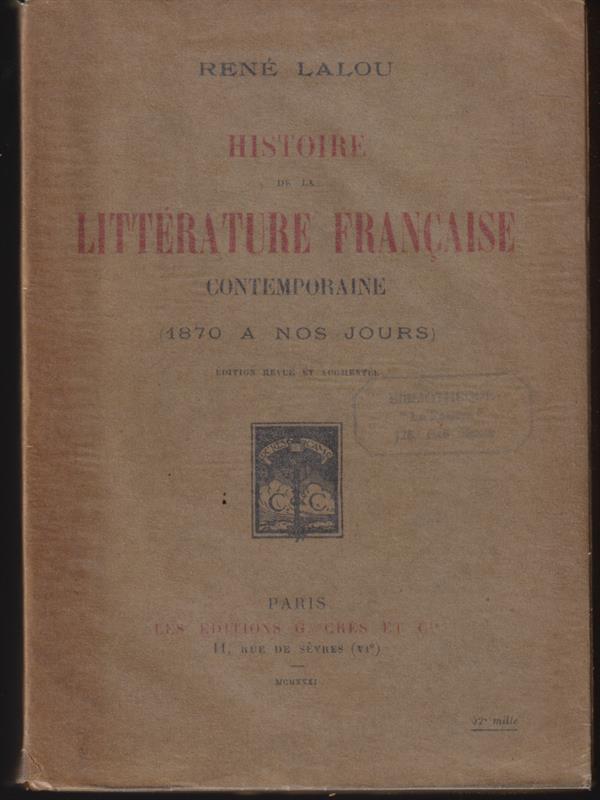 Histoire de la litterature francaise vol I