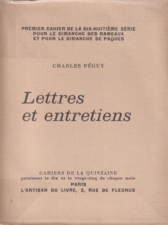   Lettres et entretiens - Charles Péguy - copertina