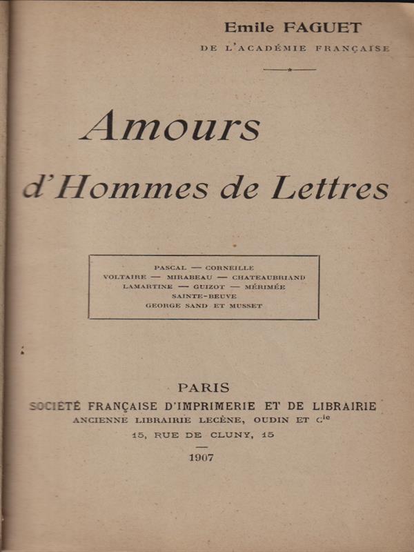 Amours d'hommes de lettres
