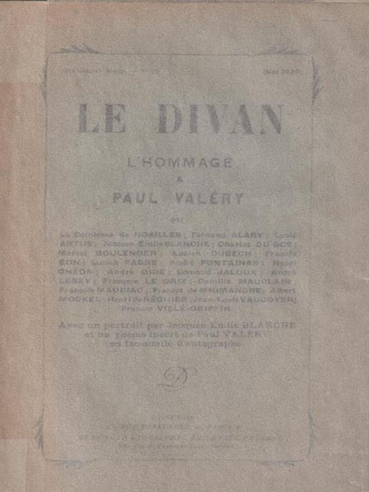 Le divan L'hommage a Paul Valery - Henri Martineau - copertina