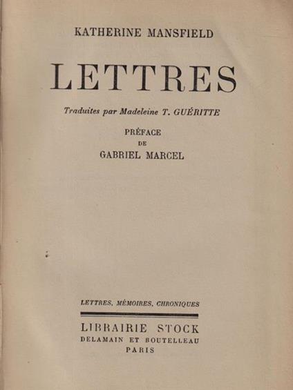   Lettres - Katherine Mansfield - copertina