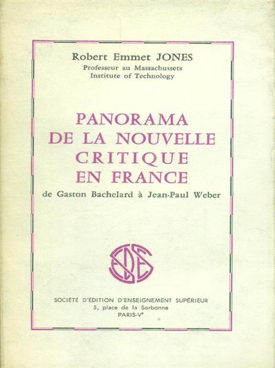   Panorama de la nouvelle critique en France - Robert Emmet Jones - copertina