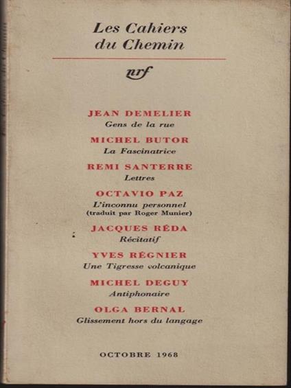 Les cahiers du Chemin - octobre 1968 - copertina
