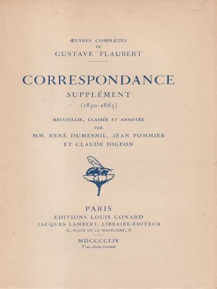 Correspondance Supplement (1830-1863) - Gustave Flaubert - copertina