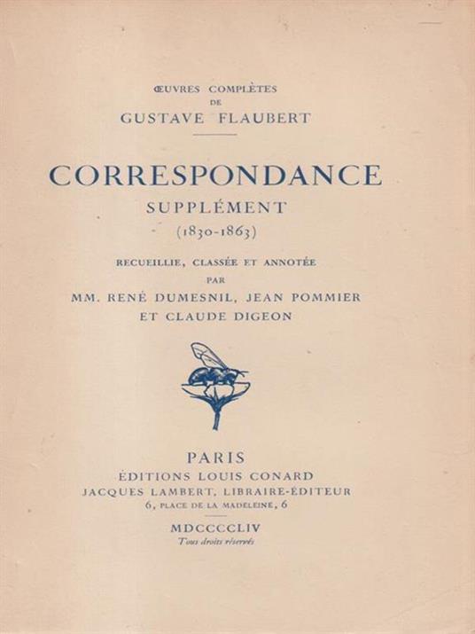 Correspondance Supplement (1830-1863) - Gustave Flaubert - copertina