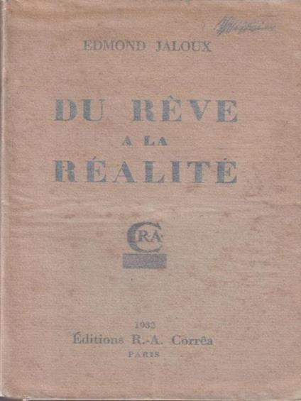 Du reve a la realitè - Edmond Jaloux - copertina