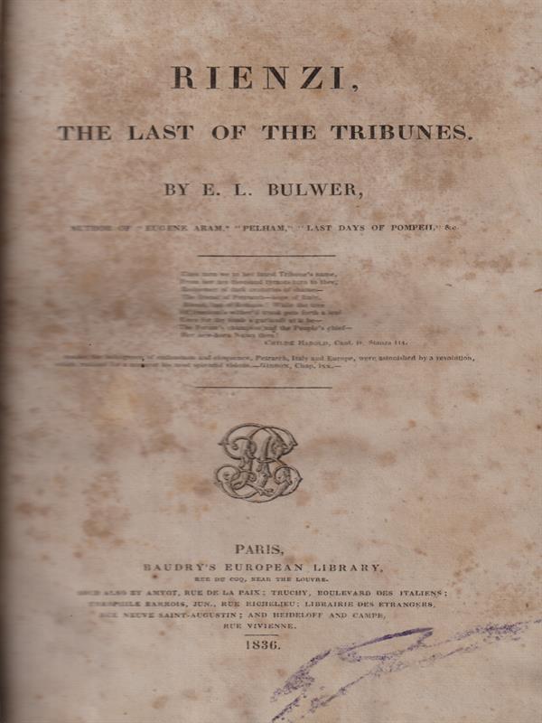 Rienzi the last of the tribunes