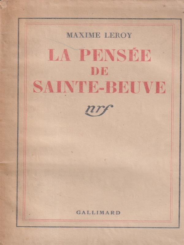 La pensee de Sainte Beuve
