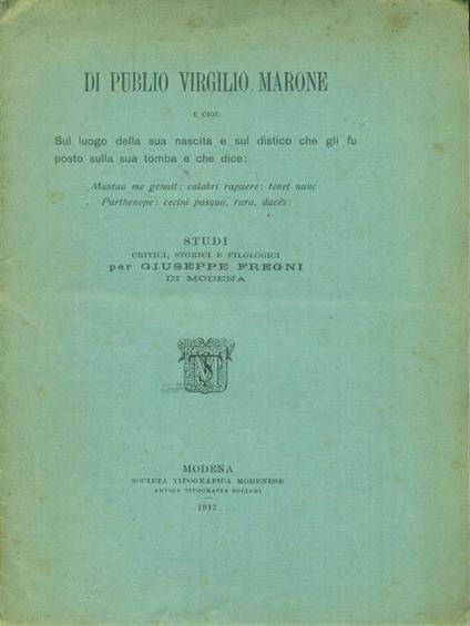 Di Publio Virgilio marone - Giuseppe Fregni - copertina