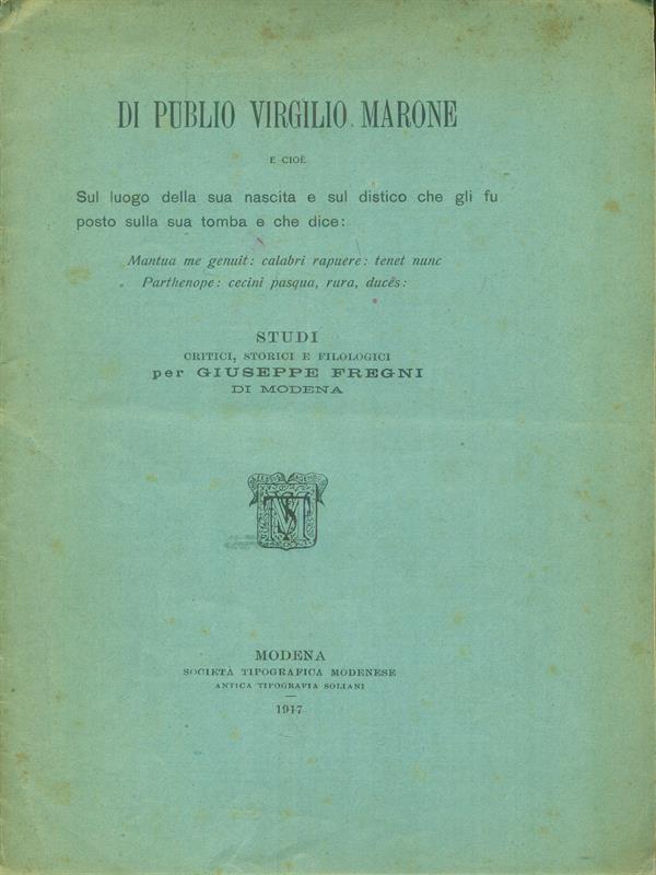 Di Publio Virgilio marone