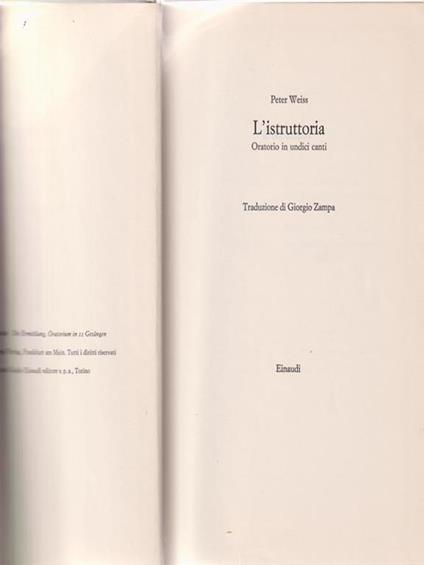 L' istruttoria - Peter Weiss - copertina