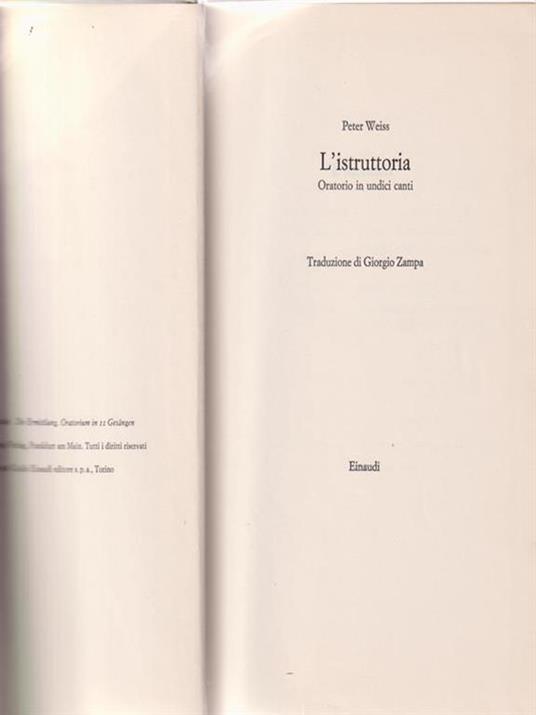 L' istruttoria - Peter Weiss - copertina