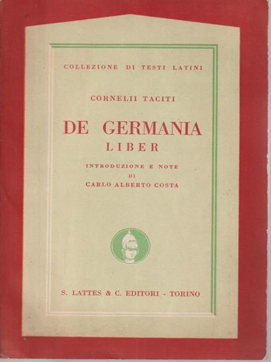 De Germania liber - P. Cornelio Tacito - copertina