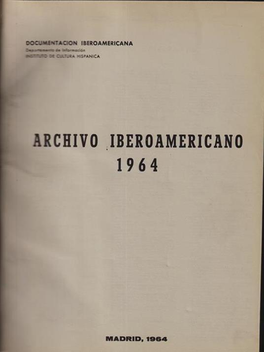 Archivo iberoamericano 1964 - copertina