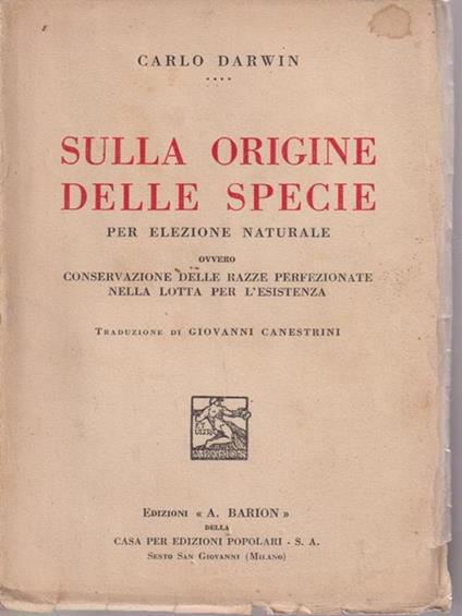 Sulla origine delle specie - Charles Darwin - copertina