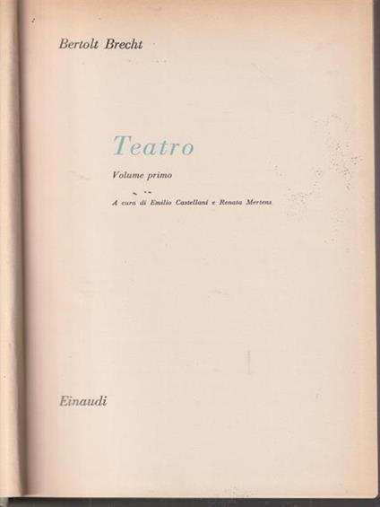 Teatro. 2vv - Bertolt Brecht - copertina
