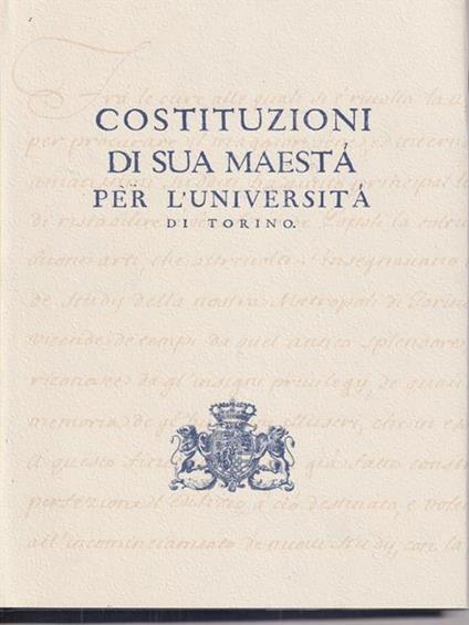 Costituzioni di sua maestà per l'Università di Torino - copertina