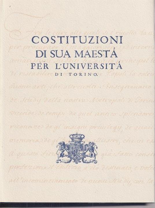 Costituzioni di sua maestà per l'Università di Torino - copertina