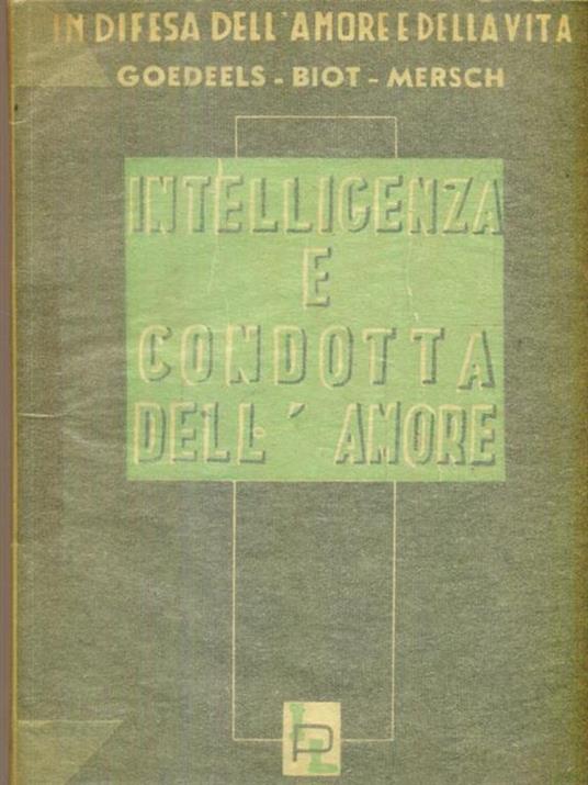Intelligenza e condotta dell'amore - copertina