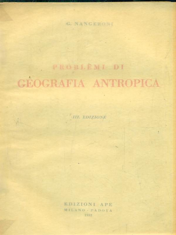 Problemi di geografia antropica