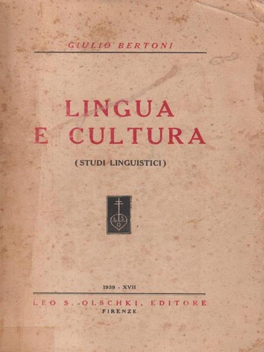Lingua e cultura - Giulio Bertoni - copertina