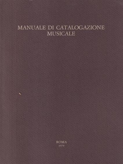 Manuale di catalogazione musicale - copertina