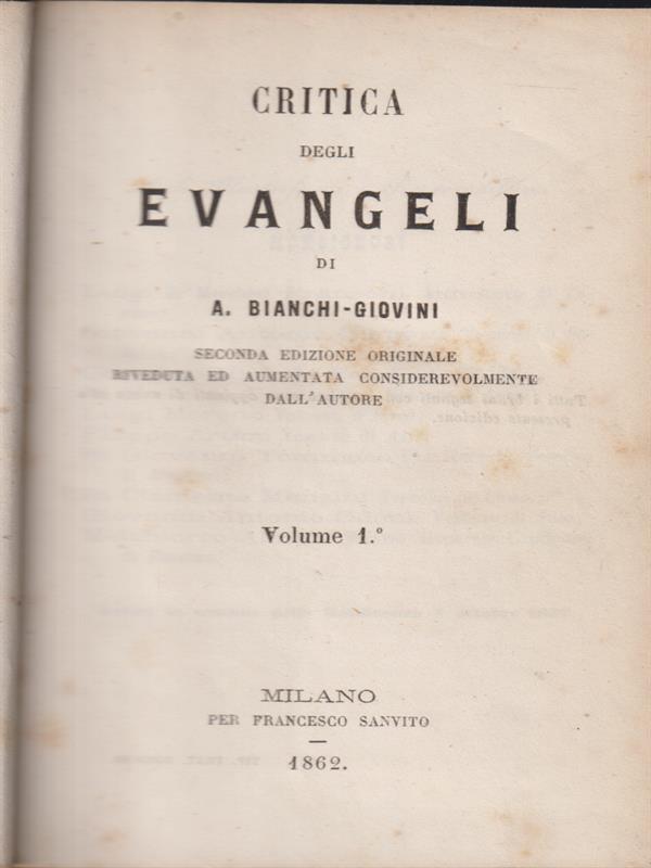 Critica degli evangeli vol I