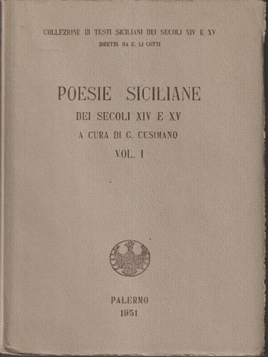 Poesie siciliane 2vv - G. Cusimano - copertina