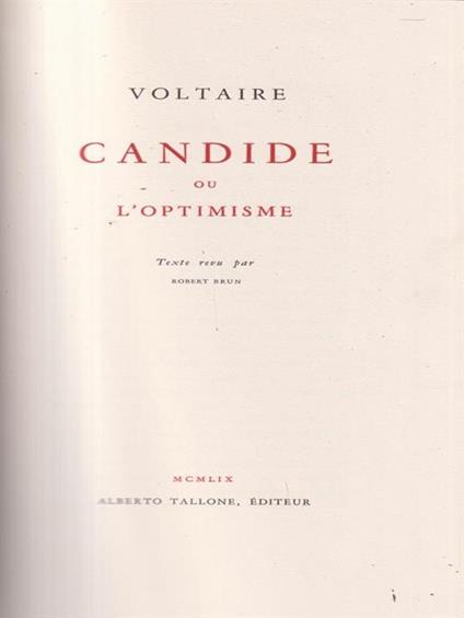 Candide ou l'optimisme - Voltaire - copertina