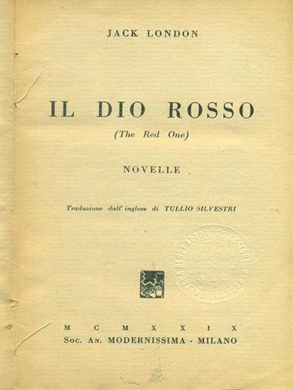 Il  Dio rosso - Jack London - copertina
