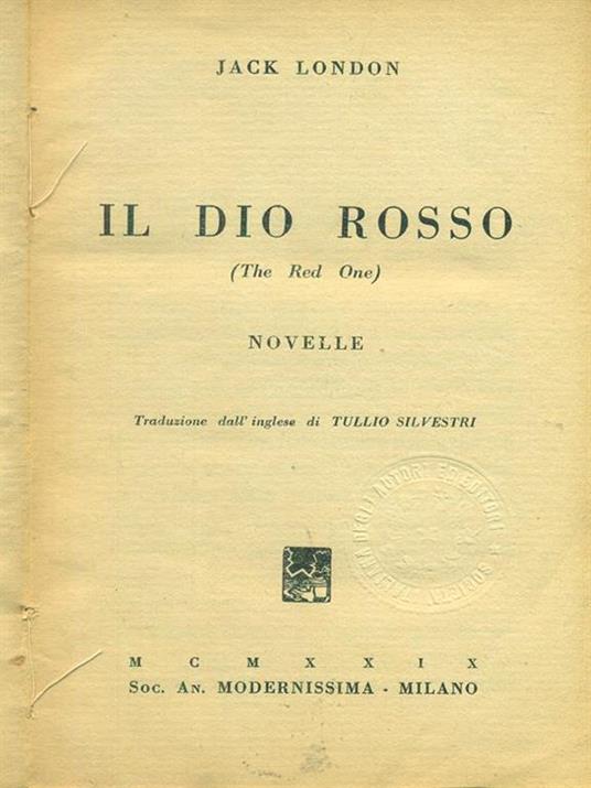 Il  Dio rosso - Jack London - copertina