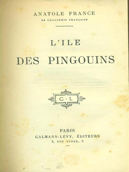 L' ile des pingouins - Anatole France - copertina
