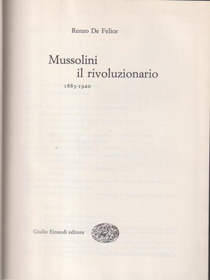 Mussolini il rivoluzionario - Renzo De Felice - copertina