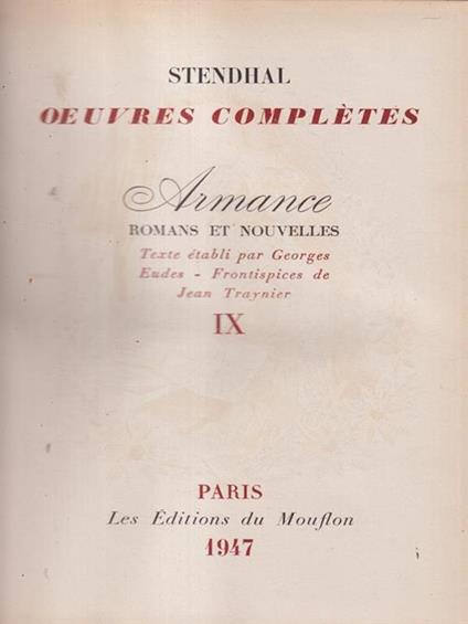   Armance. Romans et nouvelles - Stendhal - copertina