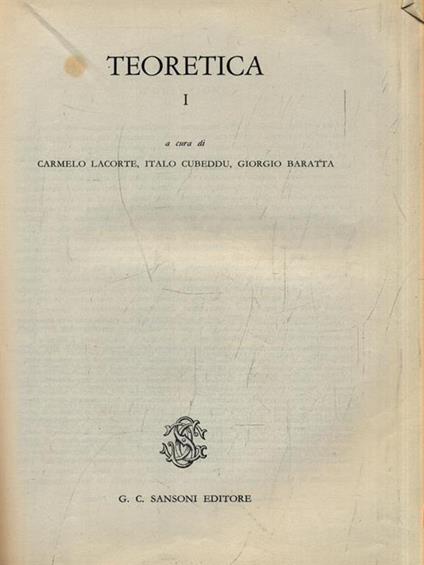   Teoretica. Volume 1 - copertina