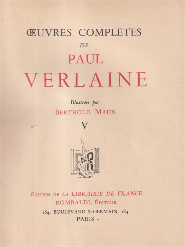   Oeuvres Completes de Paul Verlaine Vol. V