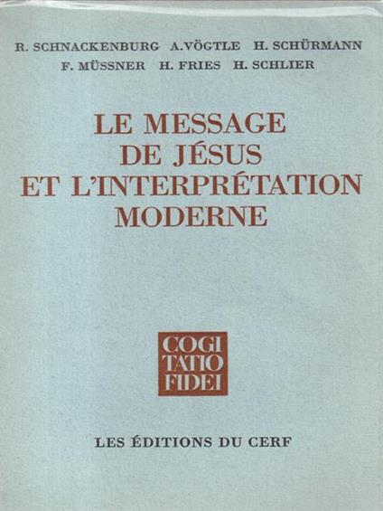 Le message de Jesus et l'interpretation moderne - copertina