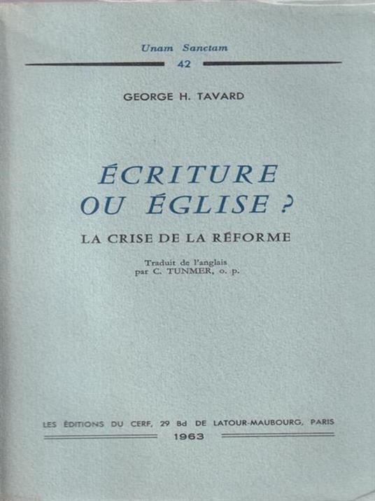 Ecriture ou Eglise? - copertina
