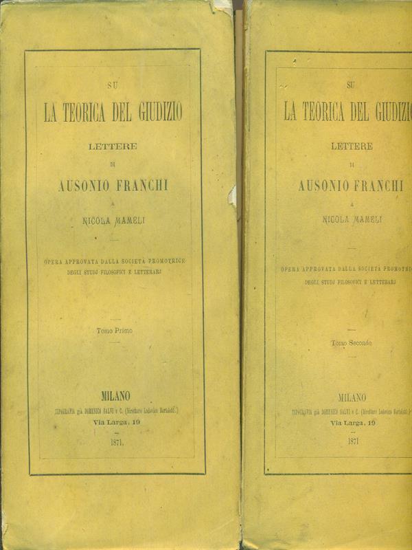 La  teorica del giudizio 2 vv
