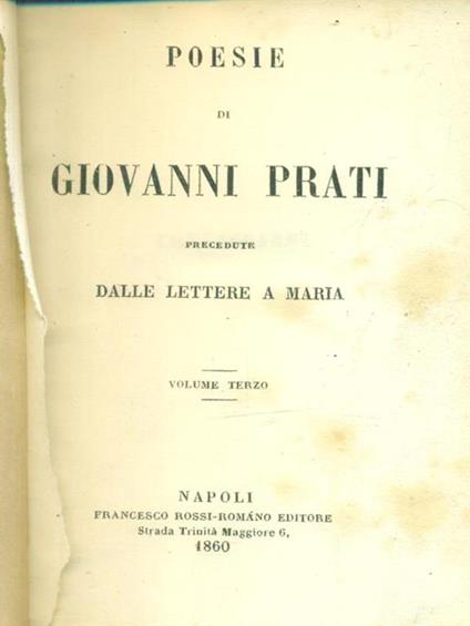 Poesie vol. 3 - Giovanni Prati - copertina