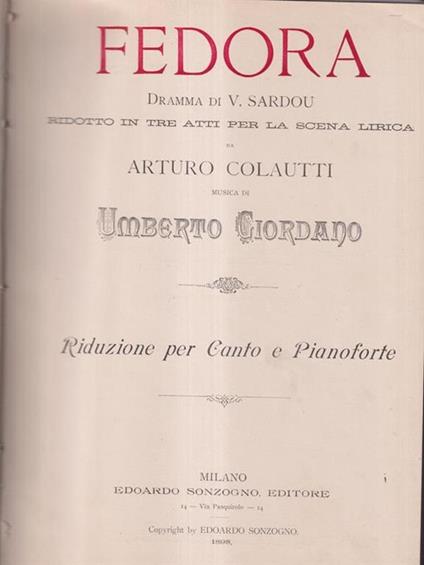   Fedora - Umberto Giordano - copertina