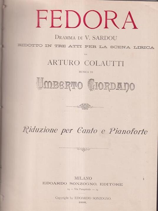   Fedora - Umberto Giordano - copertina