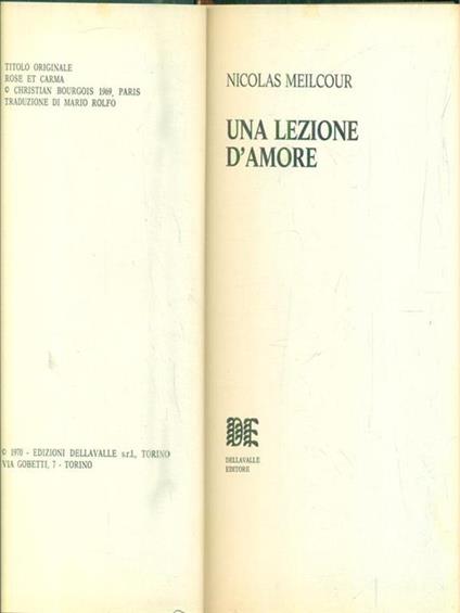 Una lezione d'amore - Nicolas Meilcour - copertina