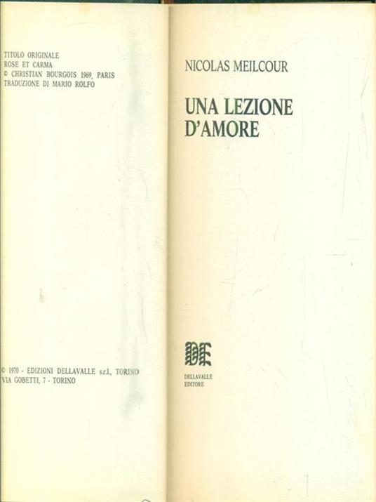 Una lezione d'amore - Nicolas Meilcour - copertina