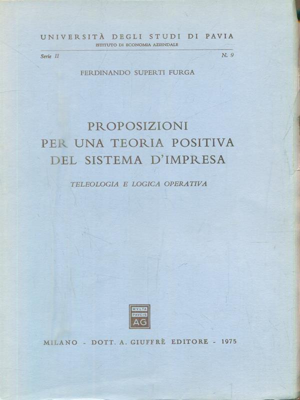 Proposizioni per una teoria positiva del sistema d'impresa