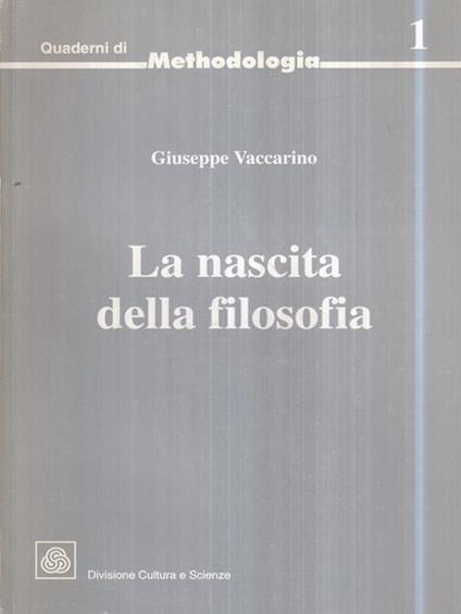 La nascita della filosofia - Giuseppe Vaccarino - copertina