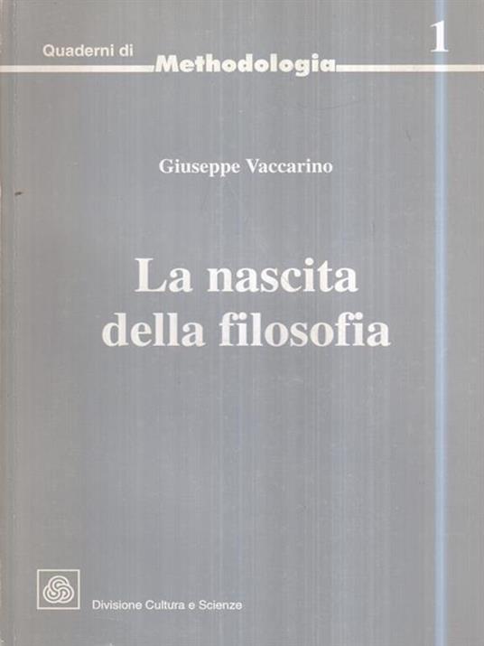 La nascita della filosofia - Giuseppe Vaccarino - copertina